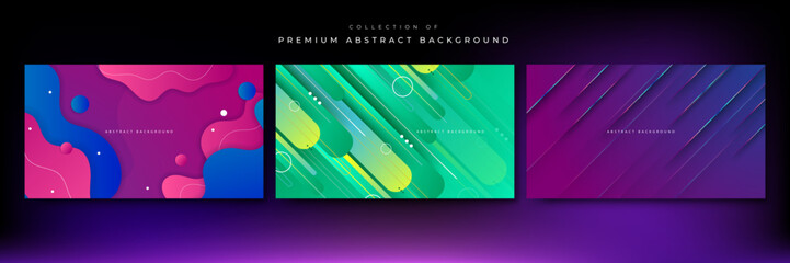 Modern colorful template background with gradient color. Design with liquid shape, circle, geometric, wavy shape, light and halftone. Vector illustration.