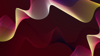 Abstract premium dark red background wavy light and shadow shape with technology business concept