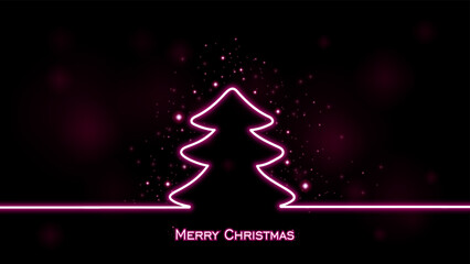 Podium with neon light christmas tree illustration