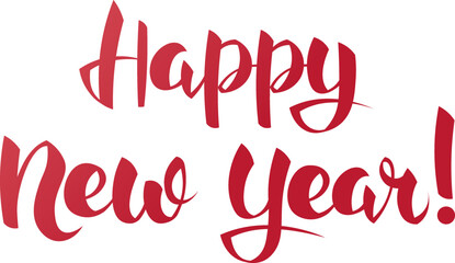 Happy new year handwritten lettering. Holiday greeting for stickers, cards, invitations. Text written by hand.