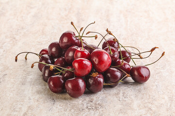 Ripe sweet cherry berries heap