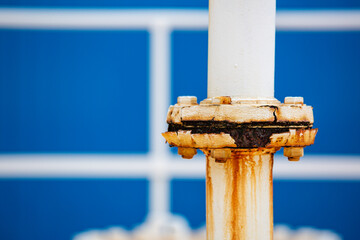 Rust damage paint and corrosion flange and bolt nut