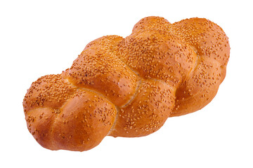 pigtail on white bread isolated on white background