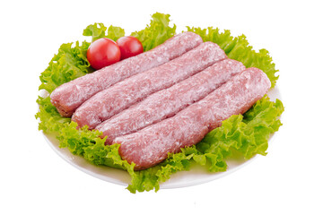 Fresh Raw Sausages isolated on white background