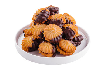 Homemade crunchy cookies with chocolate cream