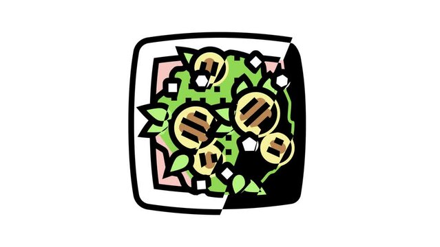 salad prepared from eggplant ingredient color icon animation