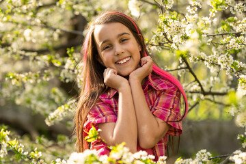 beautiful girl with a beautiful smile, nine-year-old girl