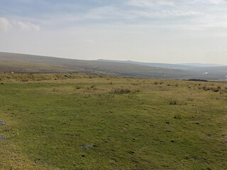 Obraz premium Dartmoor National Park in winter daytime, barren no people 