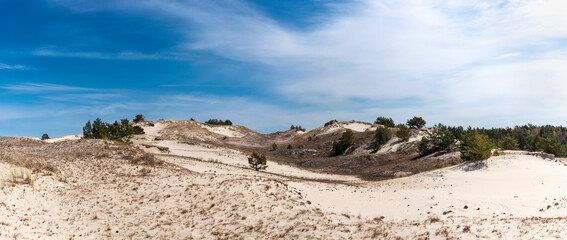 Beautiful landscape panorama, dune Czolpinska close to Baltic See, Slowinski National Park, Poland