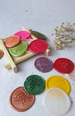 colorful thank you wax coin for vintage wedding invitation decoration