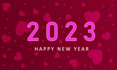 2023 Happy New Year greeting card lettering white and dark blue background