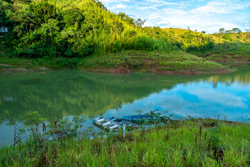 beautiful view of the lake in the nature of South America