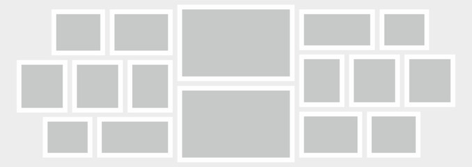Pictures or photos frame collage. comics page grid layout abstract photo frames and digital photo wall template