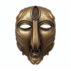Bronze mask. Digital illustration. Generative AI. Isolated on white.