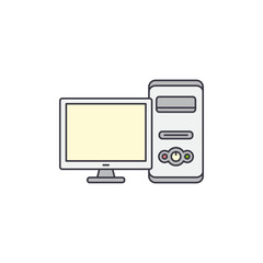 Personal computer icon in color, isolated on white background 
