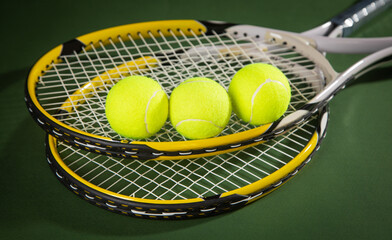 Tennis ball and rackets. Sport. Hobby. Lifestyle