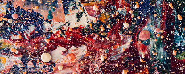 Color texture. Hand drawn oil painting on canvas. Abstract art background. Modern, contemporary art. Colorful canvas. Wall decor background	
