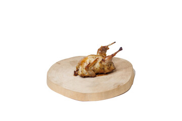 Fried quail isolated on a white