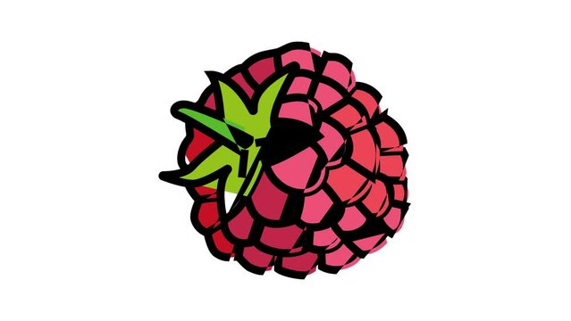 raspberry leaf berry color icon animation