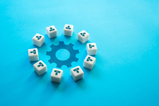 People cooperate on the development of the project. Joint efforts on difficult work. corporate business model. Consolidation. Joint investment. Teamwork brainstorming. Engineering and designers.