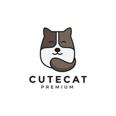 cat cartoon logo design vector graphic illustration