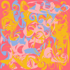 Fototapeta na wymiar Square shaped Liquid pattern in pink yellow and blue colors