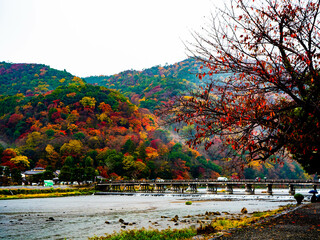 紅葉の嵐山　渡月橋