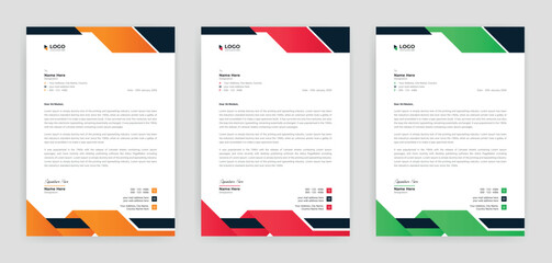Modern business letterhead template design with professional creative shapes