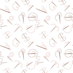 Vector Sewing Needle background - Tailoring and Handicraft seamless pattern