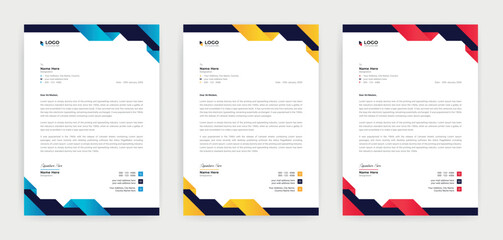 Corporate business letterhead template design with professional creative shapes