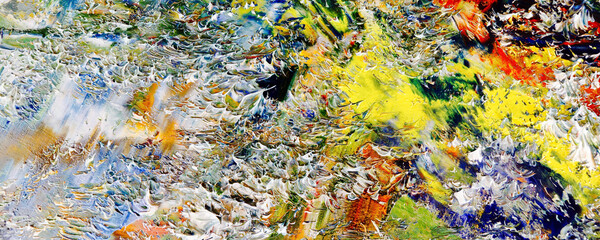 Color texture. Hand drawn oil painting on canvas. Abstract art background. Modern, contemporary art. Colorful canvas. Wall decor background	