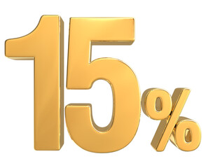 Discount percentage golden number 3d