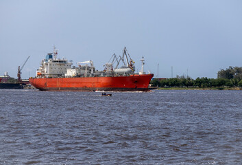 Fototapeta premium chemical tanker in lagos harbour , nigeria