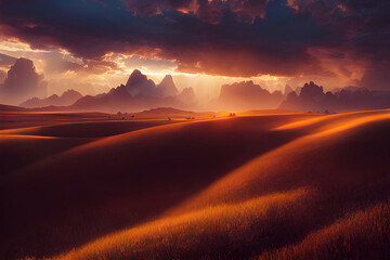 Tranquil sunset over a field. Great photo to show hope, peaceful view, travel and more. 