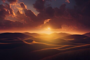 Tranquil sunset over a field. Great photo to show hope, peaceful view, travel and more. 