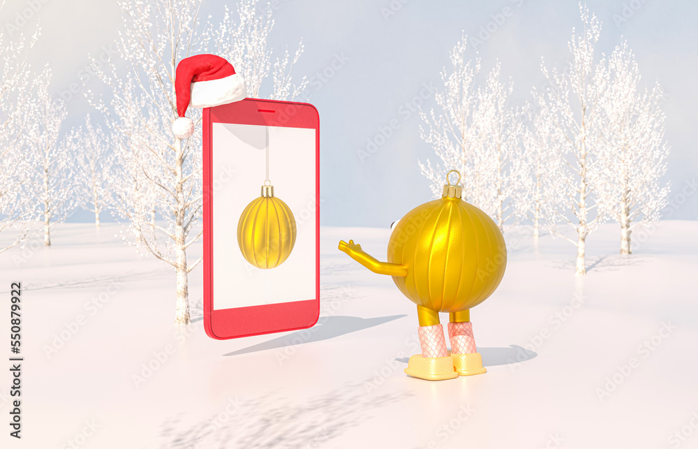 Poster christmas ball avatars join in virtual winter christmas forest party event. metaverse virtual event 