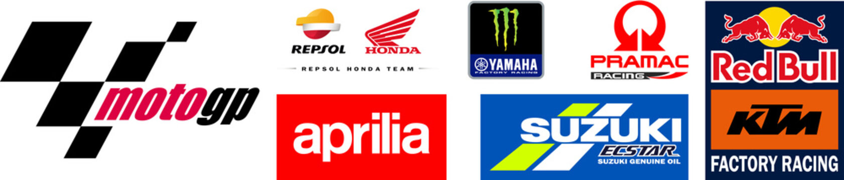 MotoGP World. Aprilia, Red Bull KTM Factory Racing, Repsol Honda, Yamaha Factory Racing, Suzuki Ecstar, Pramac Racing - Motorcycle Manufacturer, Motorcycle Racing Teams. Kyiv, Ukraine - Dec 3, 2022