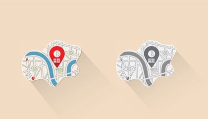 We are here Map pointers.Location pin set.GPS location symbol collection illustration with map