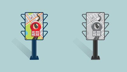 We are here Map pointers.Location pin set.GPS location symbol collection illustration with map