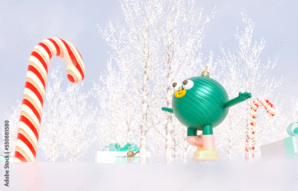 Poster christmas ball avatars join in virtual winter christmas forest party event. metaverse virtual event 