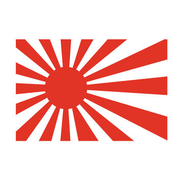 Japanese Flag. JDM Rising Sun Logo Sticker Emblem Vector Isolated