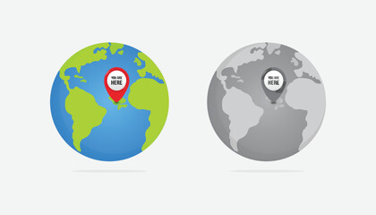 We are here Map pointers.Location pin set.GPS location symbol collection illustration with map