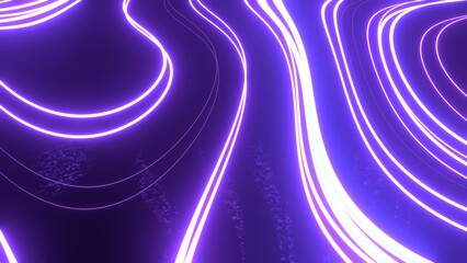 wellenförmige neonfarbende Linien - Verbindungen, Hintergrund, Reaktion, Dynamik, Design, Wissenschaft, Technologie, Präsentation, Konzept, violett