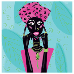 African woman vector illustration, black lady, stylish black woman