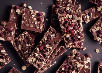 chocolate bars with fruits and nuts