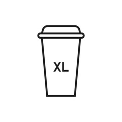 Coffee, cup size line icon. Paper, cafe design logo. Latte,  xl, mockup sign in vector flat style