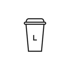 Coffee, cup size line icon. Paper, cafe design logo. Latte, large mockup sign in vector flat style