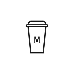 Coffee, cup size line icon. Paper, cafe design logo. Latte, medium, mockup sign in vector flat style