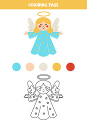 Color cute flying angel. Worksheet for kids.