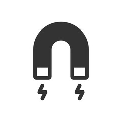 Magnet icon. Black electromagnetic symbol. Black horseshoe magnet icon in vector flat style.